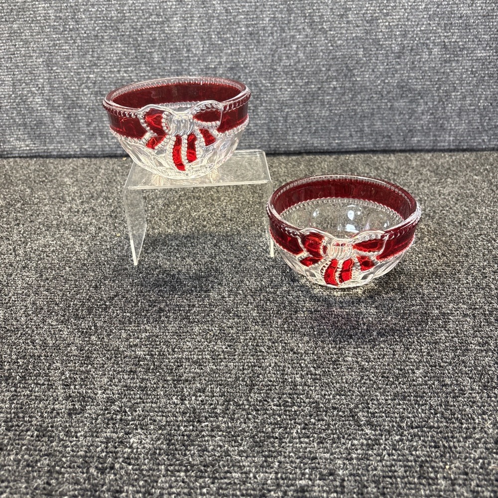 Celebrations by Mikasa~Ruby Ribbon~Tea Light Holders~Set of 2